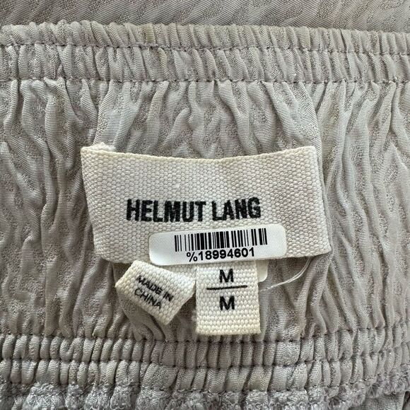 Helmut Lang 100% Silk Textured Midi Maxi Skirt Womens Medium Beige Side Slits - Picture 7 of 11